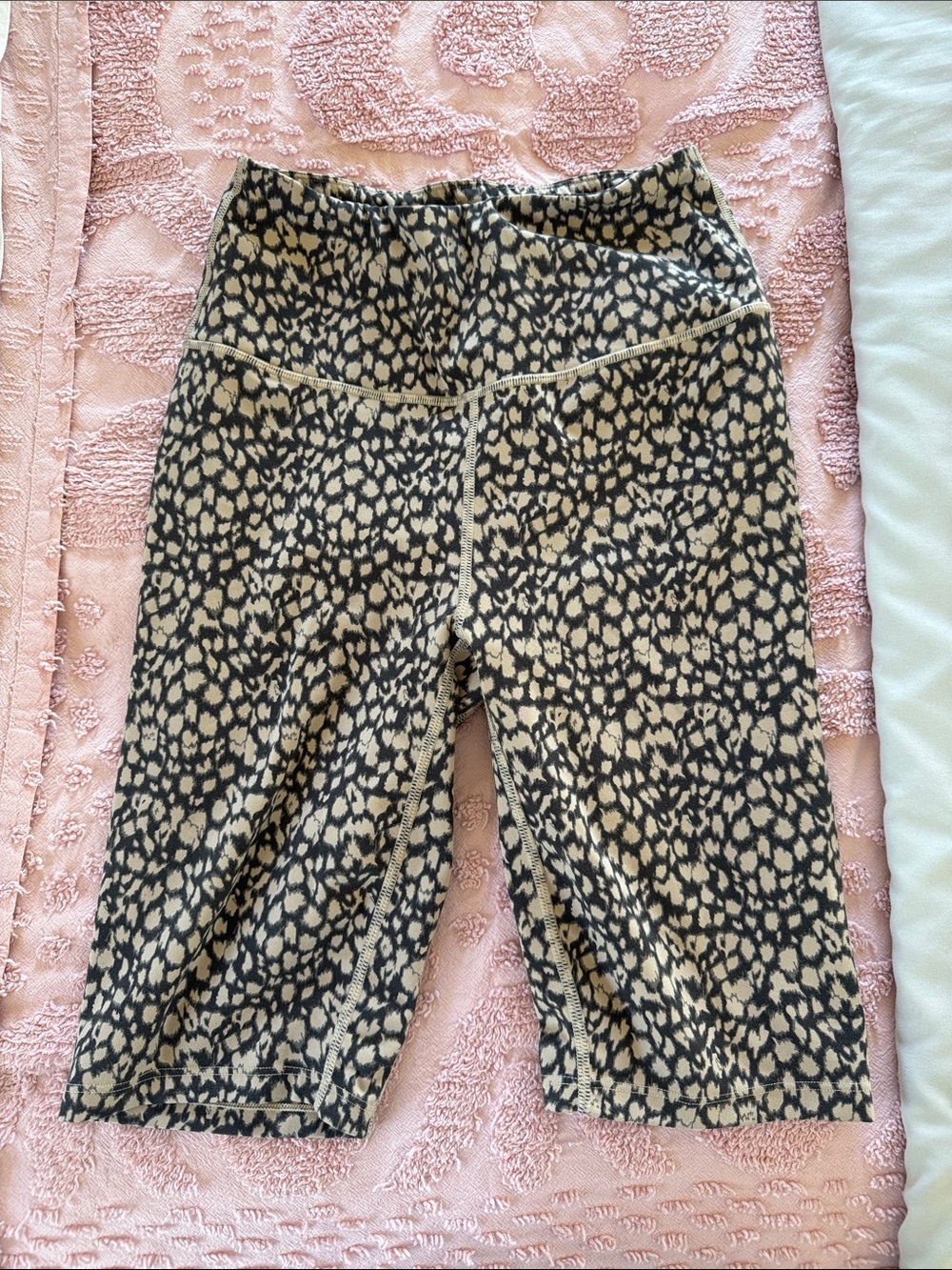 Varley Leopard Print Bike Shorts - Black and Cream